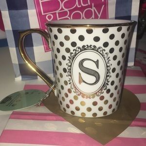 Pretty Gold and polka dot initial "S" mug.